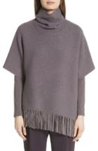 Women's Fabiana Filippi Fringe Asymmetrical Poncho Sweater Us / 48 It - Purple