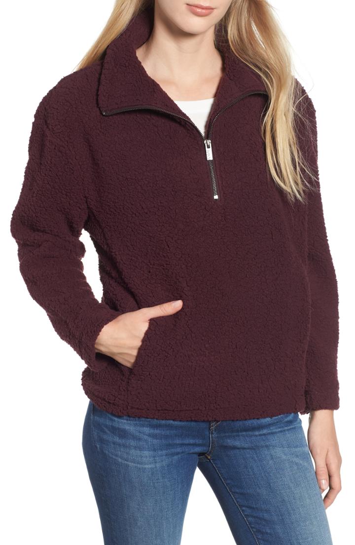 Women's Marc New York Teddy Faux Shearling Quarter Zip Jacket