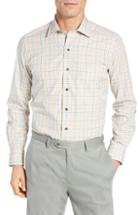 Men's David Donahue Regular Fit Check Sport Shirt - Orange