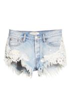 Women's Free People Good Vibes Lace Hem Denim Shorts