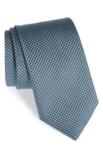 Men's Canali Check Silk Tie, Size - Green