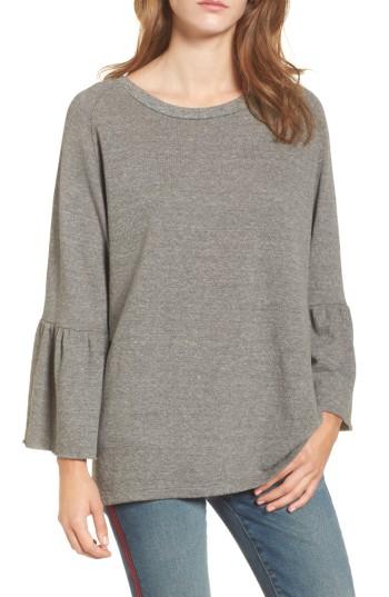Women's Current/elliott The Ruffle Sleeve Sweatshirt - Grey