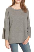 Women's Current/elliott The Ruffle Sleeve Sweatshirt - Grey