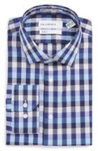 Men's Calibrate Trim Fit Stretch Non-iron Check Dress Shirt .5 32/33 - Blue