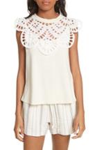 Women's See By Chloe Eyelet Bib Blouse - Ivory