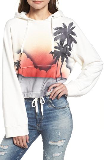 Women's Pam & Gela Drawstring Crop Hoodie, Size - White