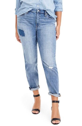 Women's J.crew Patched & Distressed Slim Boyfriend Jeans - Blue