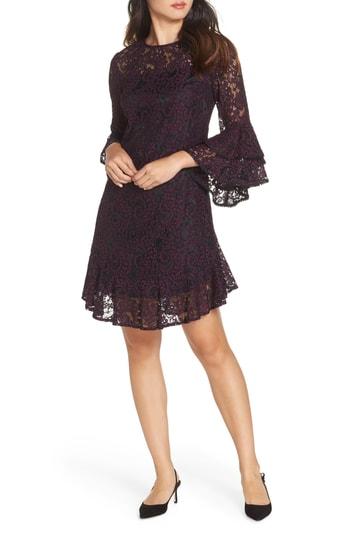 Women's Eliza J Double Ruffle Lace Dress - Purple