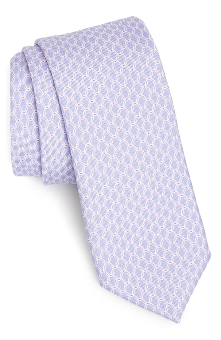 Men's Nordstrom Men's Shop Lipton Geometric Silk Tie, Size - Purple