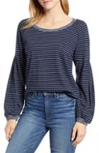 Women's Lucky Brand Balloon Sleeve Stripe Top - Blue