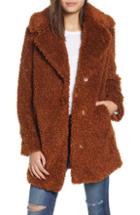 Women's Trina Turk London Genuine Fox Fur Trim Long Coat