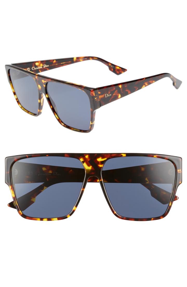 Women's Dior 62mm Flat Top Square Sunglasses - Brown/ Yellow Havana