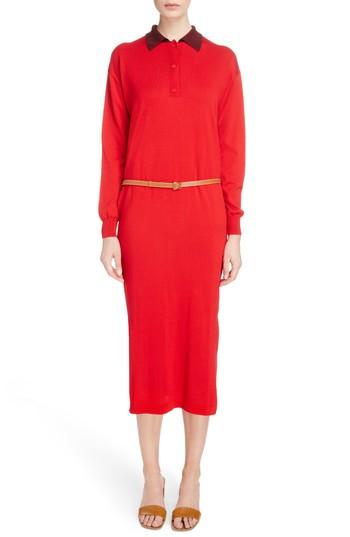 Women's Loewe Belted Polo Dress - Red