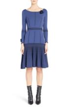 Women's Fendi Knit Drop Waist Dress With Genuine Mink Fur Trim Us / 38 It - Blue