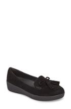 Women's Fitflop Tassel Bow Sneakerloafer(tm) Water Repellent Flat .5 M - Black