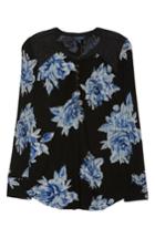 Women's Lucky Brand Floral Print Drop Needle Knit Shirt