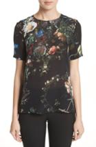 Women's Adam Lippes Floral Print Silk Tee - Black