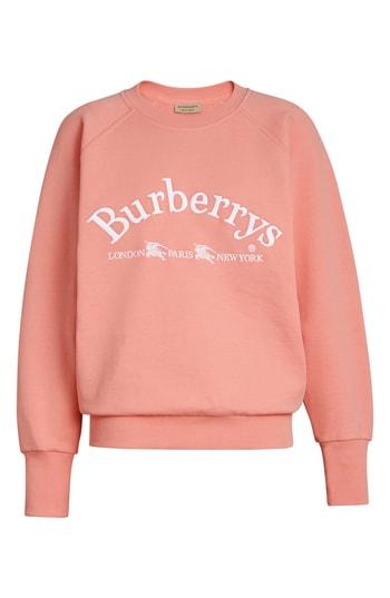 Women's Burberry Battarni Embroidered Logo Sweatshirt, Size - Coral