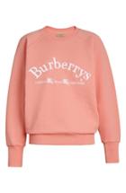 Women's Burberry Battarni Embroidered Logo Sweatshirt, Size - Coral