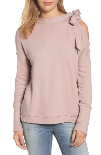 Women's Caslon Tie Cold Shoulder Sweatshirt - Pink