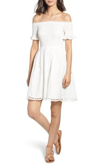 Women's Moon River Smocked Off The Shoulder Dress - White