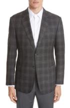 Men's Emporio Armani G-line Trim Fit Plaid Sport Coat Us / 54 Eu R - Grey