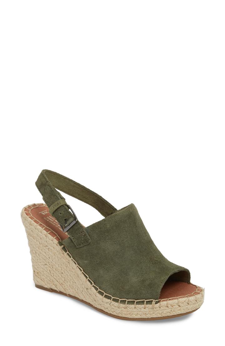 Women's Toms Monica Slingback Wedge M - Green