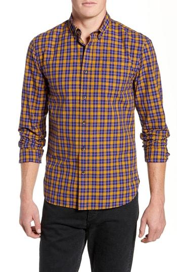 Men's Scotch & Soda Check Sport Shirt - Yellow