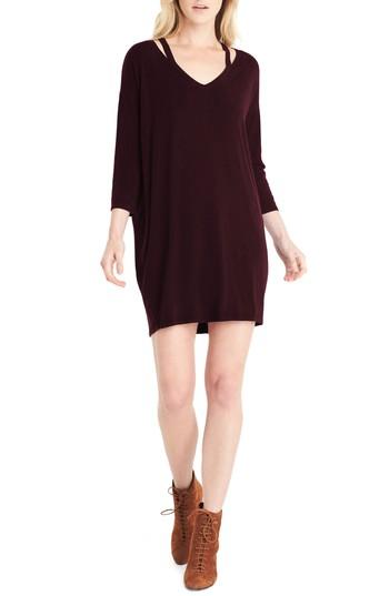 Women's Michael Stars Slit Shoulder V-neck Dress - Burgundy