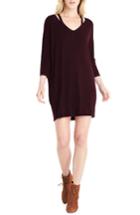 Women's Michael Stars Slit Shoulder V-neck Dress - Burgundy
