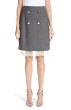 Women's Calvin Klein 205w39nyc Lace Trim Wool Skirt Us / 38 It - Grey
