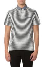 Men's Good Man Brand Trim Fit Stripe Linen Polo - Blue