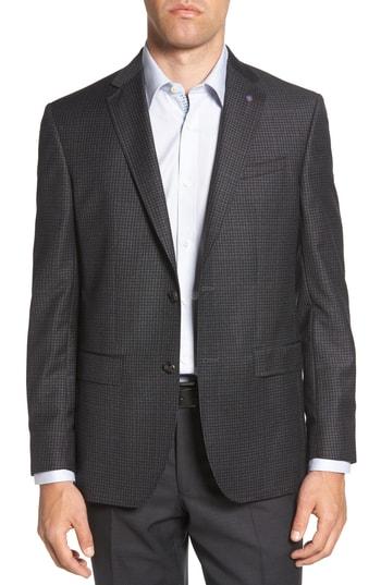 Men's Ted Baker London Jed Trim Fit Microcheck Wool Sport Coat R - Black