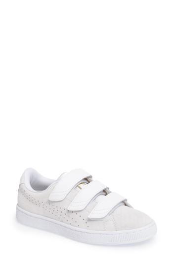 Women's Puma Basket Strap Exoticskin Sneaker M - White