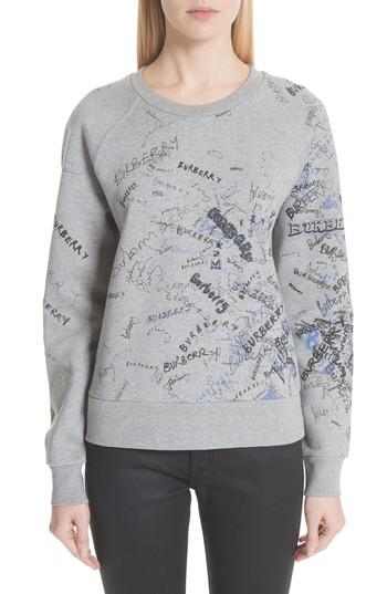 Women's Burberry Doodle Print Sweatshirt - Grey