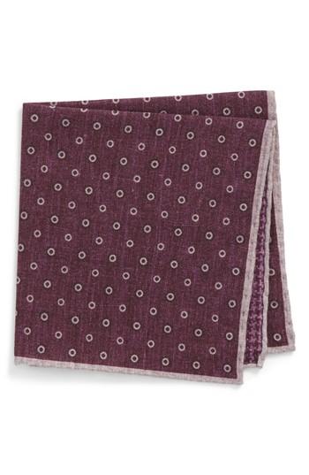 Men's Eleventy Medallion Wool & Cotton Pocket Square, Size - Purple