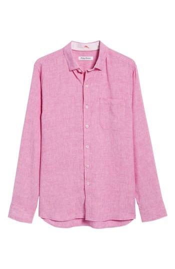 Men's Tommy Bahama Lanai Tides Regular Fit Linen Blend Sport Shirt - Pink