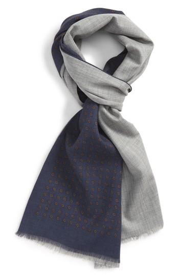 Men's Canali Geo Wool Scarf, Size - Blue