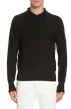 Men's Lemaire Long Sleeve Wool Polo - Black