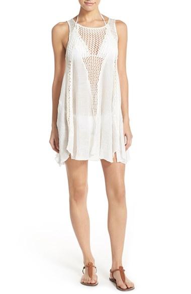 Women's Elan Crochet Inset Cover-up Dress - White