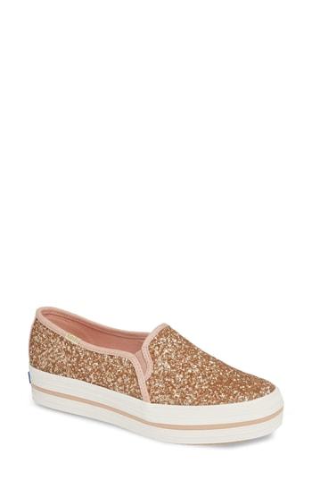 Women's Keds For Kate Spade New York Triple Decker Glitter Slip-on Sneaker M - Pink