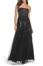 Women's Adrianna Papell Embellished Strapless Mesh Gown - Black