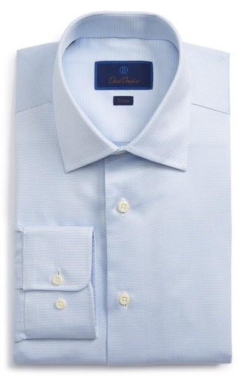 Men's David Donahue Trim Fit Dress Shirt 34/35 - Blue
