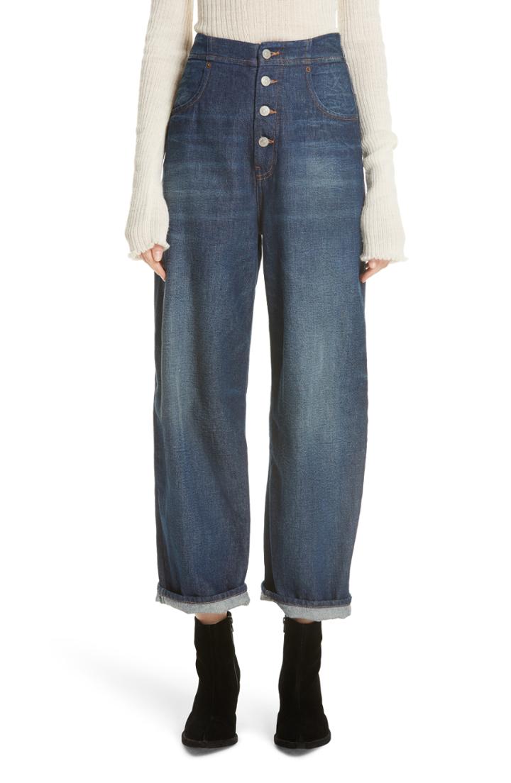 Women's Mm6 Maison Margiela Relaxed Wide Leg Jeans Us / 42 It - Blue