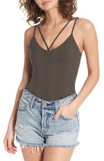 Women's Bp. Strappy Bodysuit, Size - Green