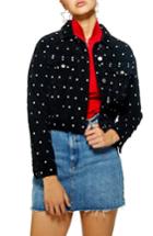Women's Topshop Spot Corduroy Jacket Us (fits Like 0) - Blue