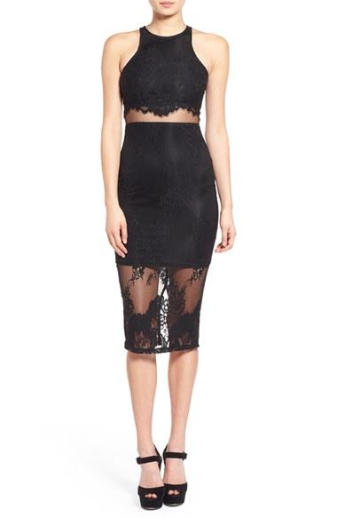 Women's Missguided Lace Overlay Body-con Dress
