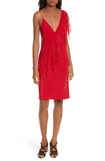 Women's Diane Von Furstenberg Ruffle Front Lace Dress - Red