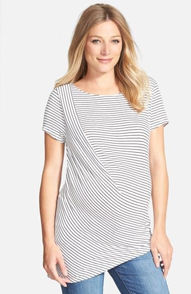 Women's The Urban Ma Pleated Asymmetrical Maternity Tee - Black