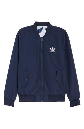 Men's Adidas Originals Reversible Bomber Jacket, Size - Blue